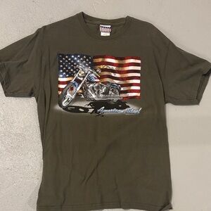 Sonoma American Flag Motorcycle Tee - Dark Green